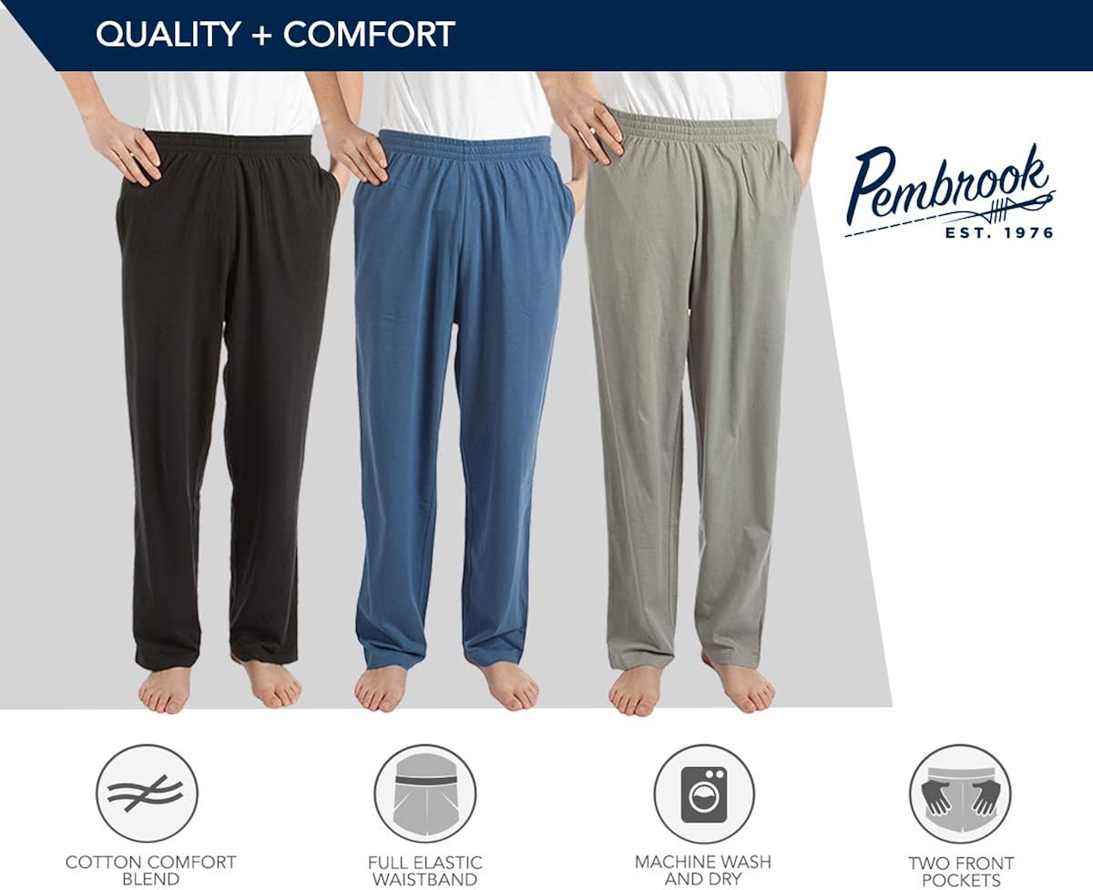 Pembrook Mens Jersey Knit Pants with Elastic Waistband at  Men’s Clothing store