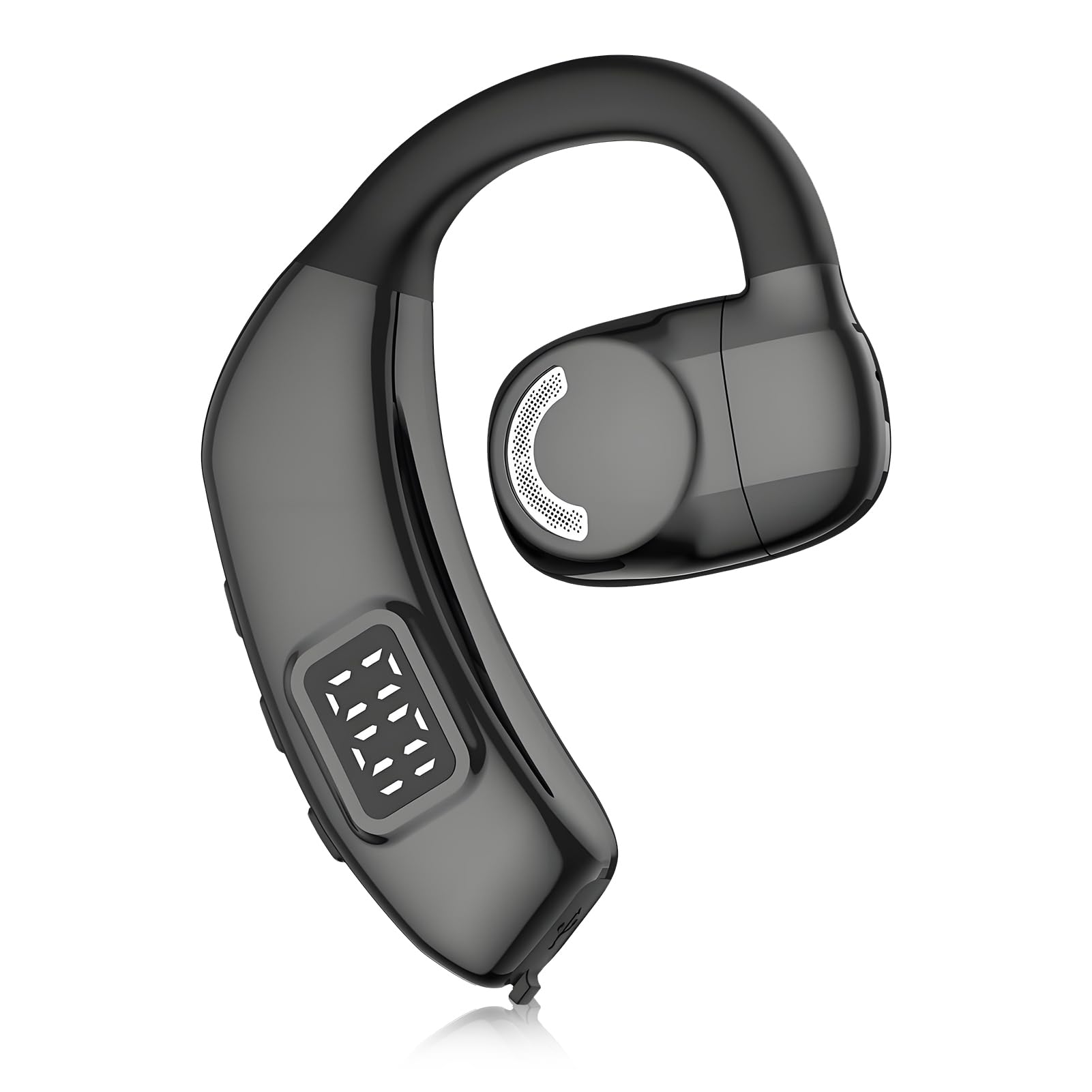 Open Ear Headphones,Air Conduction Headphones Bluetooth 5.4 Earbuds,30 Hours Playtime,Noise Reduction Wireless Sport Single Ear Earphone for Android Laptop Truck Driver (Black)