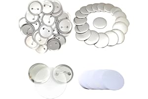 YiiYiiGO 200 Sets 58mm/2.28inch Button Maker Supplies, (Approx.2.25 inch) Round Badge Blank Pins, Includs Metal Shells, Metal