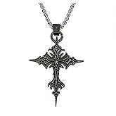 plswanfrog Skull Cross Necklace for Men Women Stainless Stell Vintage Gothic Cross Pendant Necklace Goth Jewelry with 24 Inch Box Chain