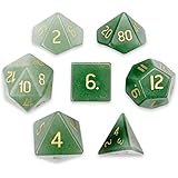 Wiz Dice Set of 7 Handmade Stone 16mm Polyhedral Dice with Velvet Pouch Choose from 12 Different Stones