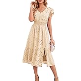 GRACE KARIN Women's Cocktail Dresses 2025 V Neck Ruffle Sleeve Dress, A-Line Midi Swing Wedding Guest Sundresses