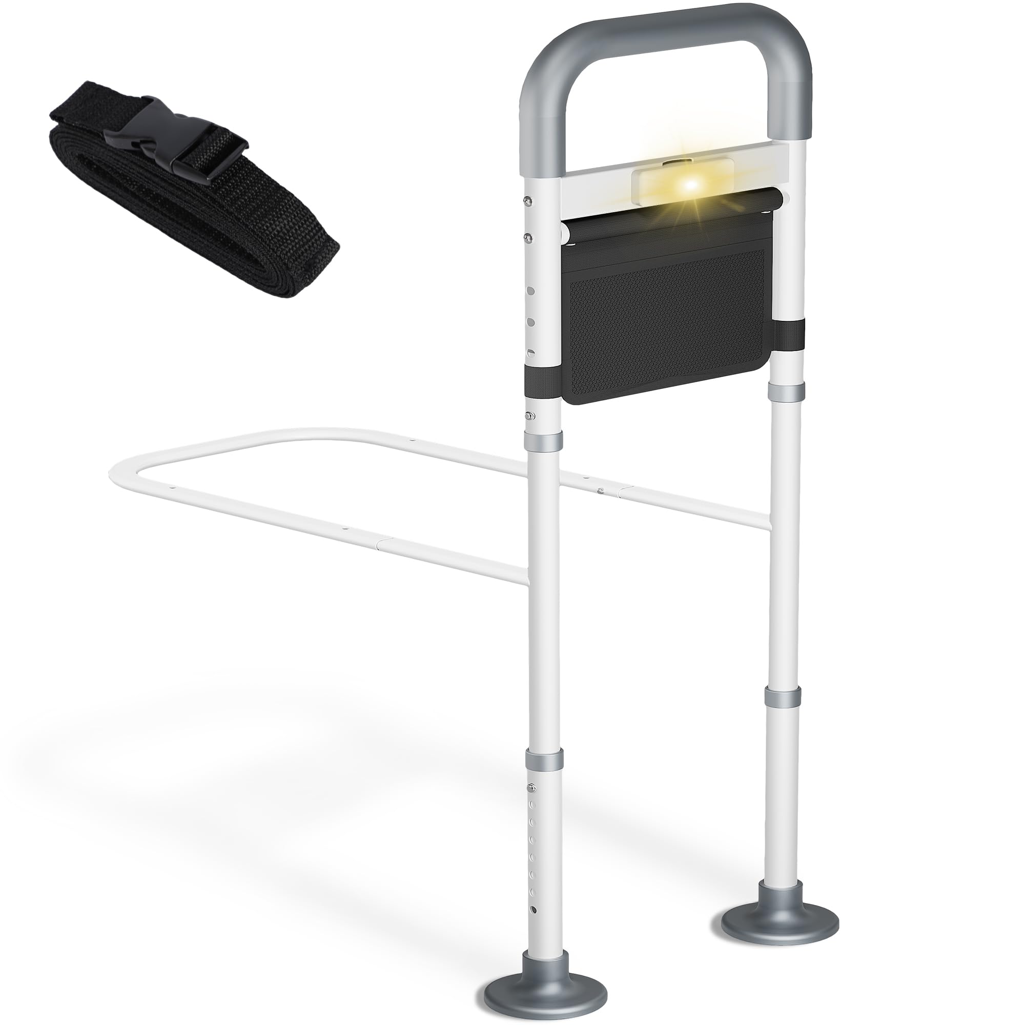 Photo 1 of Bed Rails for Elderly Adults Safety, ASTM Safety Approved Adjustable Bed Assist Rail for Seniors, 400lb Weight Capacity, with LED Light & Storage Pocket & Fixing Strap,Fit King/Queen/Full/Twin Bed