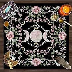GIRTEXFA Moon Phase Altar Cloth Floral Tarot
