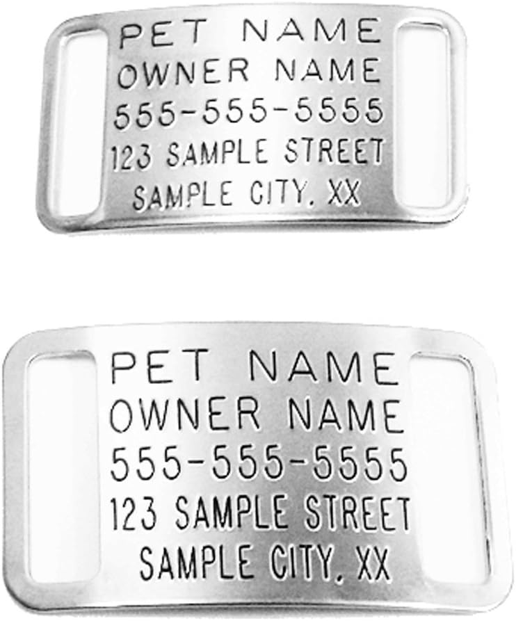 Leash Boss Slide On Pet ID Tag for Nylon Dog and Cat Collars - Custom Deep Engraved Personalized Identification Tag - Boomerang Tags