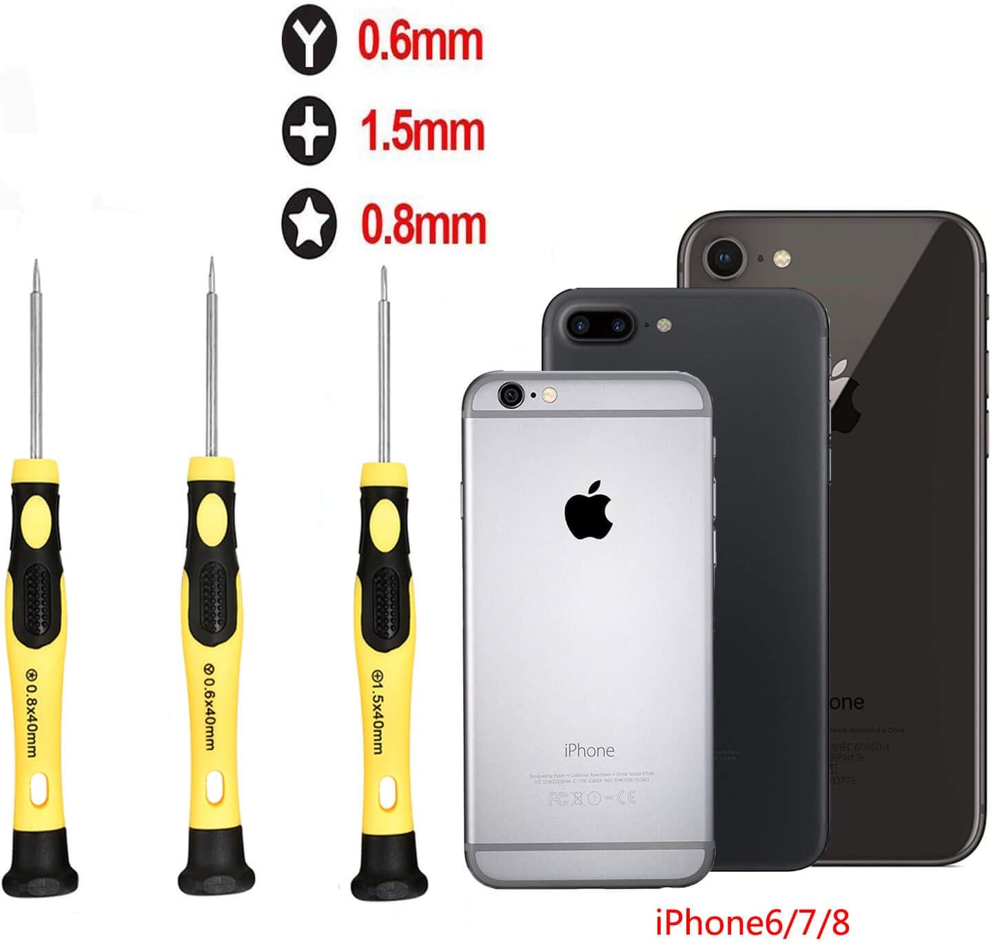 Cellphone Repair Tool Kit for iPhone 4, 5, 5S, 5C, 6, 6S, 7, 8, 8 Plus, iPad, iPod, Samsung Galaxy, Note/Precision Screwdriver Opening Pry Tools Fix iPhone Screen, Battery by NIDAYE: Electronics
