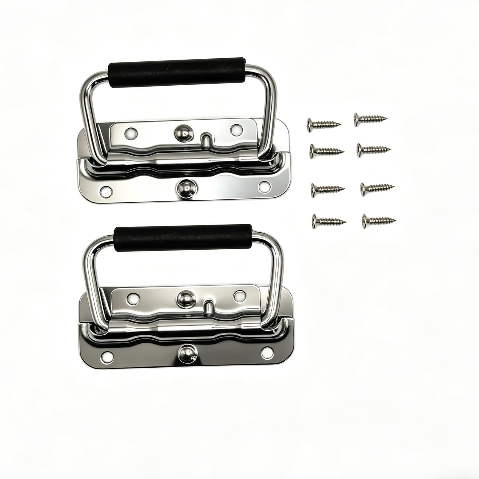 Ncheli 2 x Folding Spring Handles, Small Spring Handle, Recessed Traction Handle, Folding Body Handles, Metal Handle, Recessed Handle, 110 mm