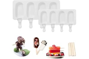 Mayata 2PCS 4XCell Silicone Ice Cream Mold Popsicle Molds DIY Homemade Dessert Freezer Fruit Juice Ice Pop Maker Mould with S