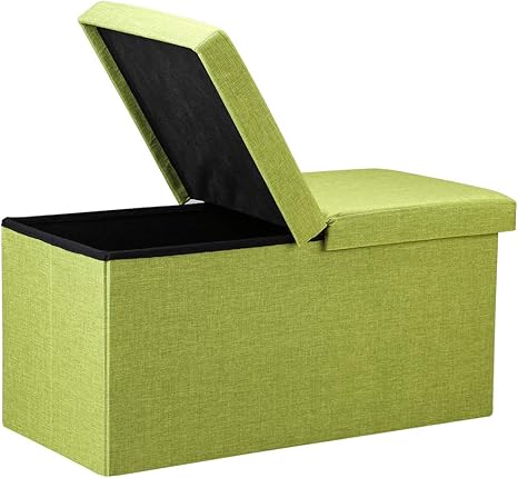 Amazon Co Jp Langria 収納スツール 収納ボックス スツール オットマン 折りたたみ収納ボックス リビングチェア クッション アボカドグリーン 76 38 38cm ホーム キッチン