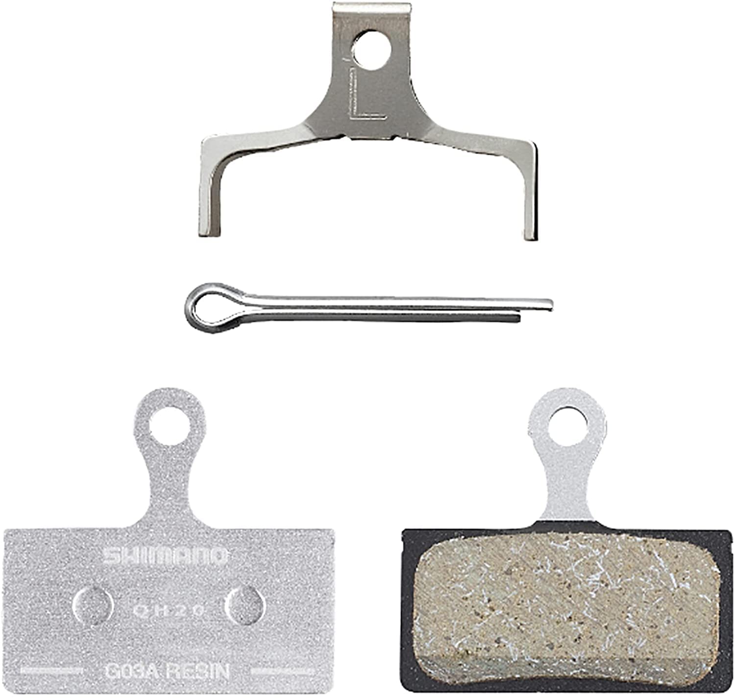 SHIMANO Spares G03A disc brake pads and spring, alloy backed, resin,One Size, Y8LV98010