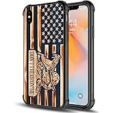 DAIZAG Compatible with iPhone XR Case,All-Round Protection Shockproof Anti-Scratches TPU Cover,Cases for Man Woman-Dont Tread on me Wood Grain American Flag