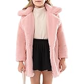 Wyeysyt Girls Faux Fur Fleece Jacket Toddler Kids Long Winter Warm Coat Fuzzy Button Down Coat with Pockets