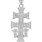 Fine Sterling Silver Caravaca Double Cross Crucifix Pendant