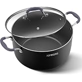 8 Quart Ceramic Nonstick Stock Pot with Lid, Induction Soup Pot with Lid | Cooking Pot with Silicone Handle for All Stoves, Healthy Non-toxic Cooking Pot for Stew/Pasta, PFAS &amp; PFOA Free