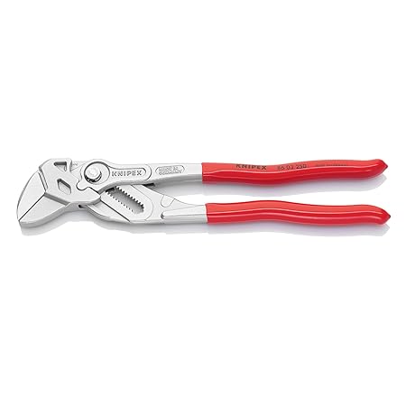 KNIPEX 86 03 250 Zangenschlüssel Zange und Schraubenschlüssel in einem Werkzeug verchromt mit Kunststoff überzogen 250 mm