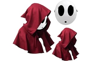 Lyxaof Shy Guy Mask Costume Halloween 2pcs Scream Anime Face Mask with Knight Cloak White Shy Guy Cosplay Mask Costumes Props