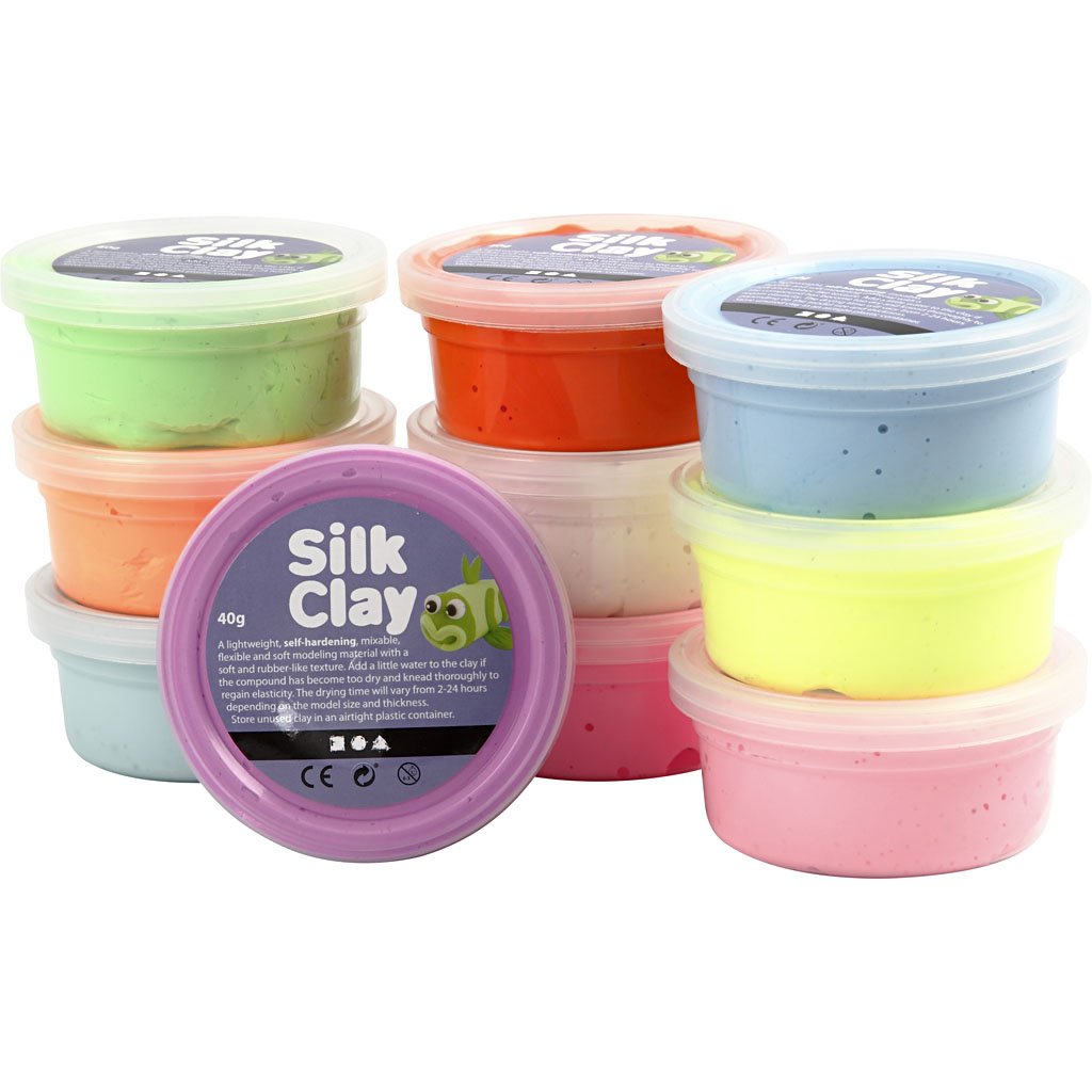 Silk Clay Basic ll , Assorted Colours , 10 x 40 g