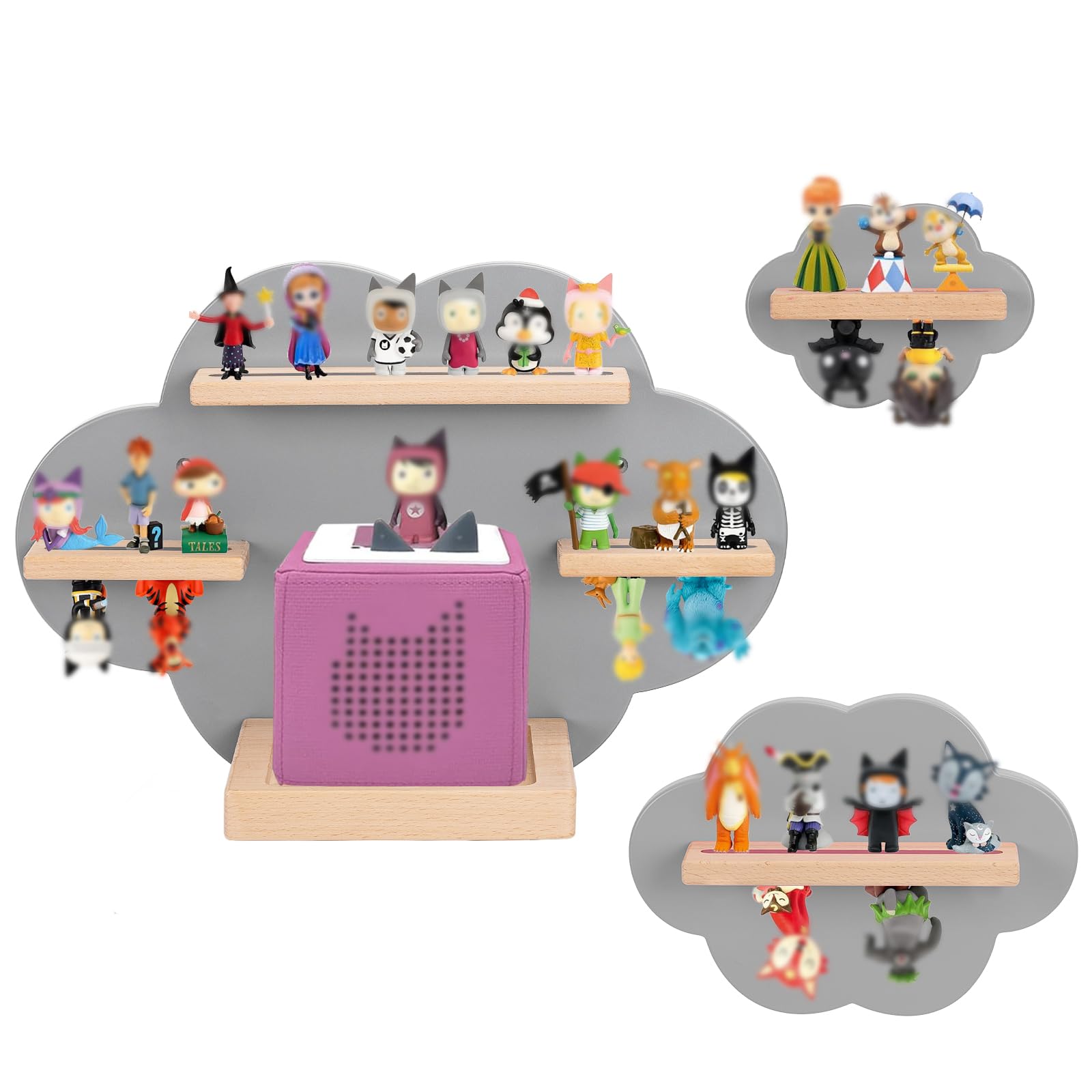 OPERMAXER Tonie Shelf Cloud for 30-35 Figures, Set of 3 Tonies Shelves for Toniebox & Tonies Audio Figures, Boys and Girls | Perfect Tonie Storage in the Children's Room (Grey)