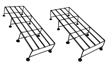 ORCHID ENGINEERS Iron Indoor/Outdoor Flower Pot/Plant Stand Floor Pot Stand for Home Garden Balcony Living Room Decor (Black, 2)