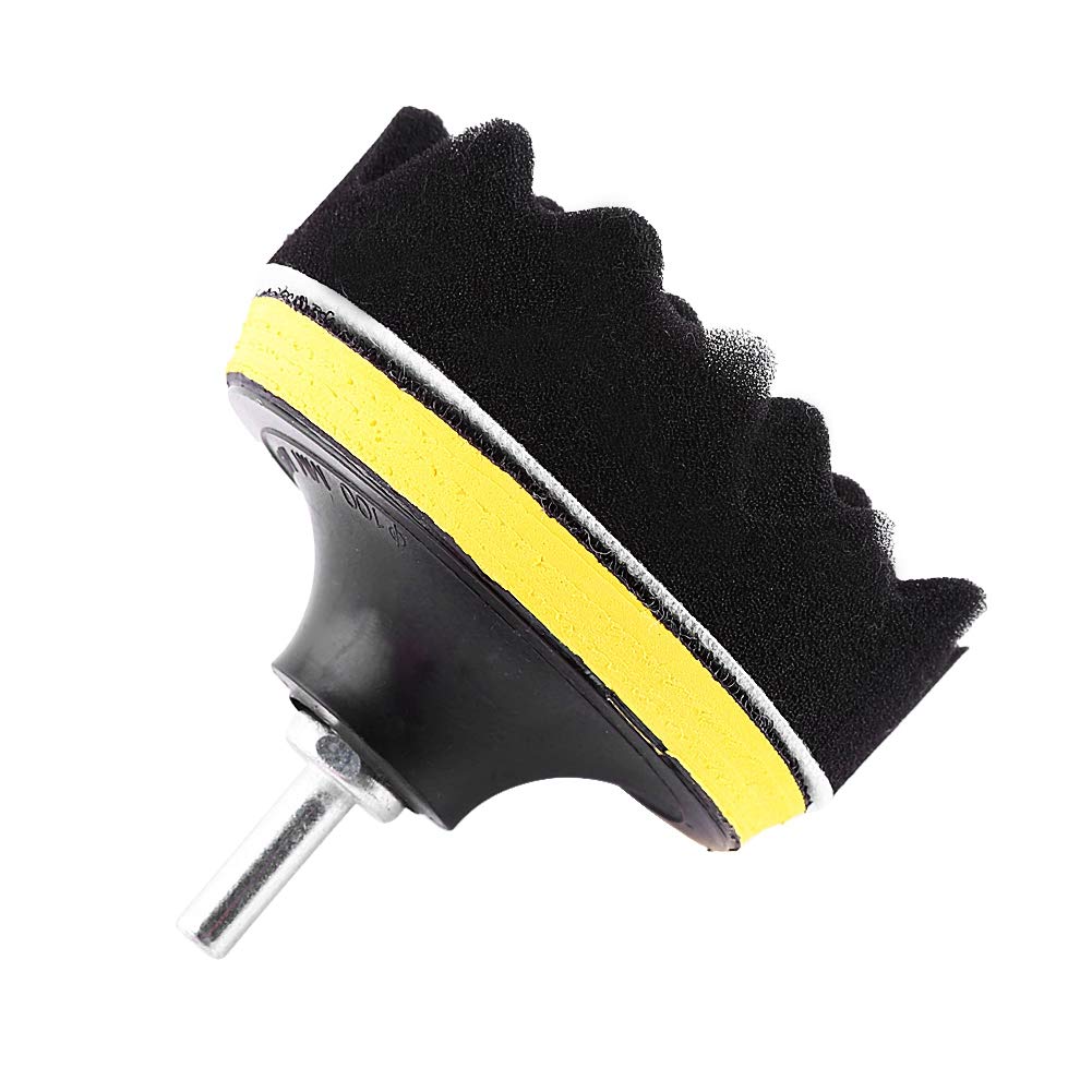 Qiilu Sponge Polishing Pad,10Pcs Sponge Polishing Buffing Waxing Pad Kit For Car Polisher Buffer With Drill Adapter(3in)