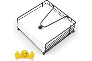Napkin Holder for Table & Kitchen - Modern Flat Napkin Dispenser for Home & Outdoor Dining, Paper Napkin Holders with Weighte