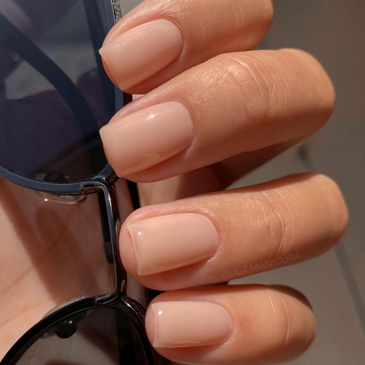 JUSTOTRY 24 Pcs Nude False Nails Short Square Pattern,Solid Press on Nails Short,Glossy Fake Nails,Pretty Squoval French Stick on Nail for Women and Teens Gifts — image 1