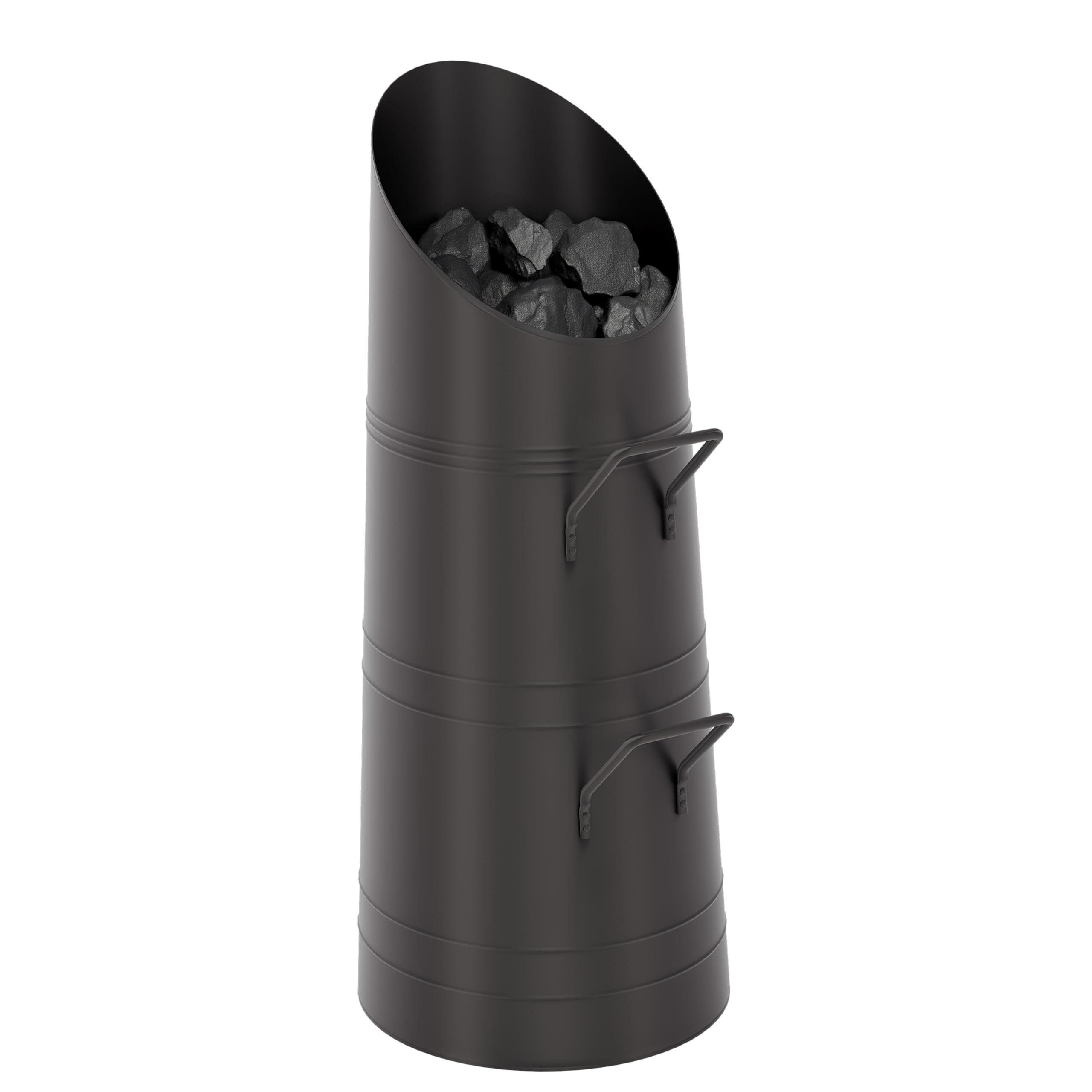 Fire Vida Coal Hod Range – Modern Black Fireside Coal Scuttle with Handles (H56 x W21 x D32 cm)