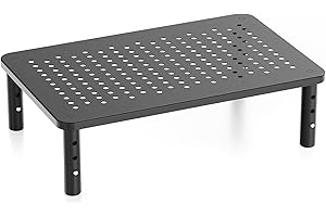 Canyora Computer Monitor Stand Riser for Desk, 3 Height Adjustable PC Laptop TV Desktop Monitor Stand Shelf, Metal Short Prin