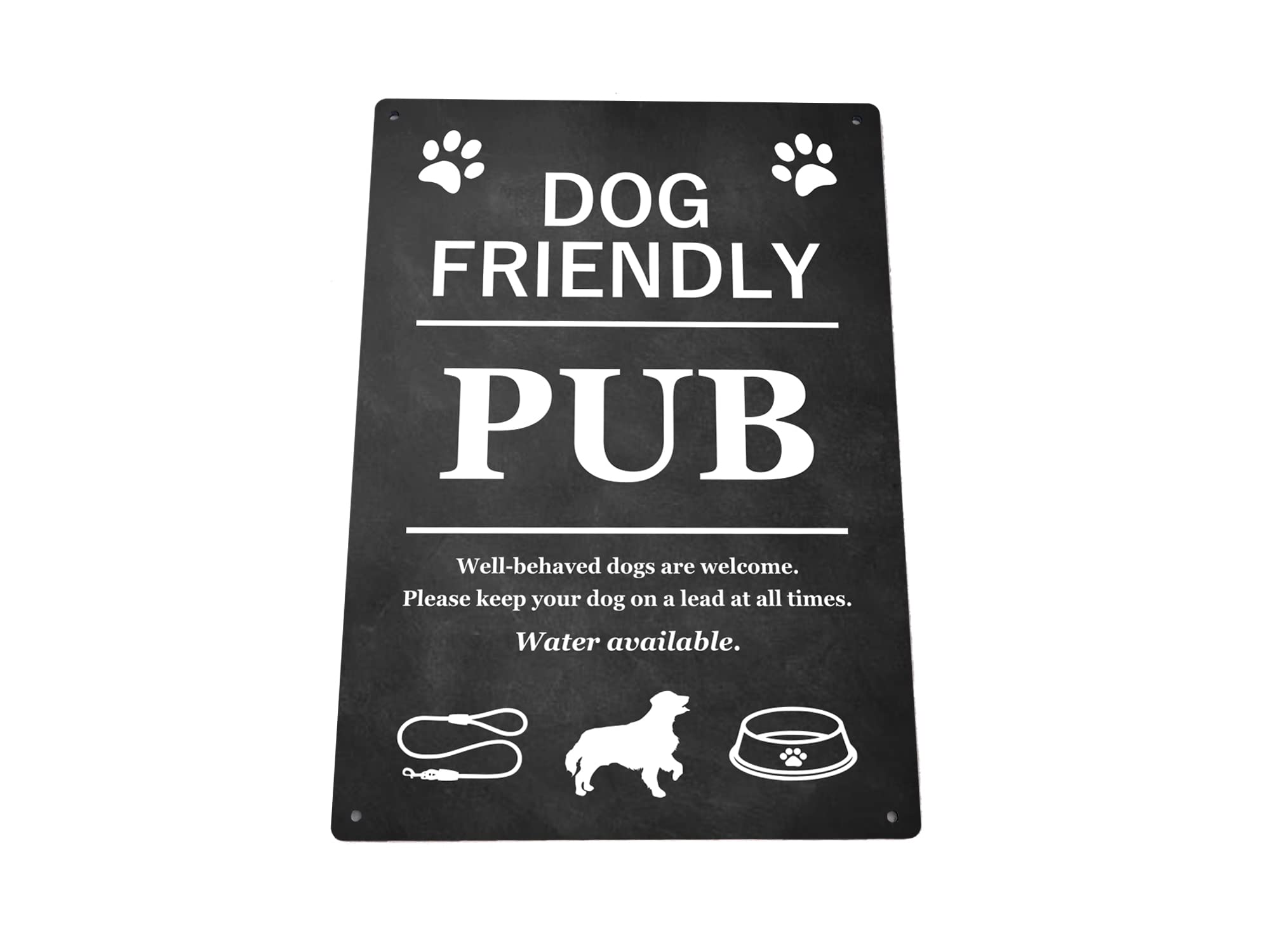 Dog Friendly Pub Printed Vinyl Waterproof Sign - Stylish and Bold, Ideal for Pubs, Hotels, Interior and Exterior use, with Drill Holes. Shipped Globally. (Black)