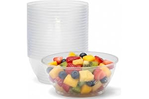 BLUE SKY Clear Plastic Serving Bowls for Party - 6 oz, Elegant Disposable Serving Bowls & Chip bowls for Parties & Weddings, Perfect Party Bowls for Serving Food & Candy Bowls for Candy Buffet (20 Count)