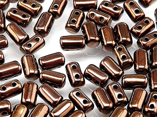 Jet Bronze Lustre 3x5mm Rulla Glass Beads (2 Hole)