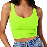 SanxiawaBa Women’s Sexy Sleeveless Crop Tops Double Layer Scoop Neck Cropped Tank Top
