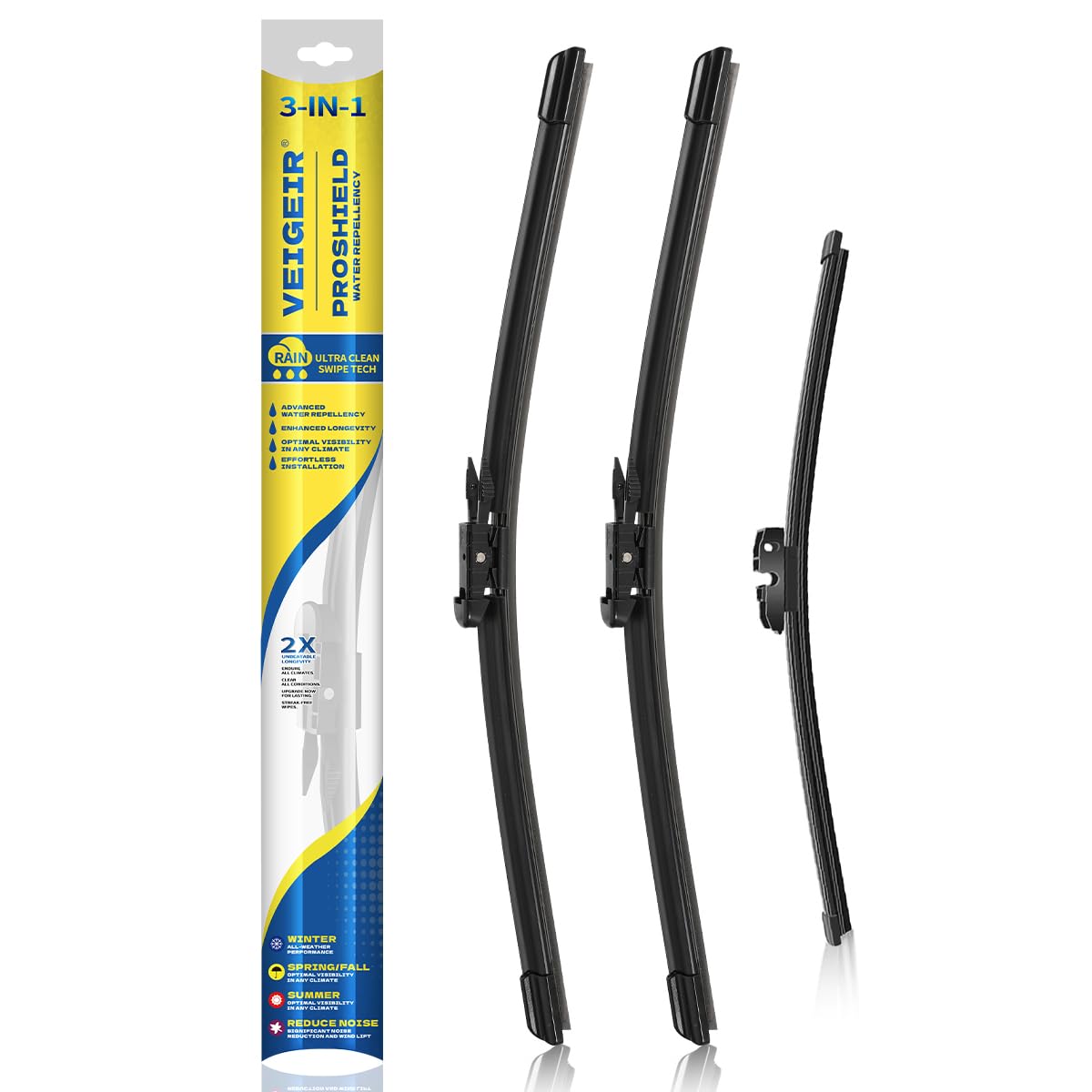 3 Pack Windshield Wiper Blades Compatible with Ford Escape 2013 2014 2015 2016 2017 2018 2019 Original Factory Quality Front Rear Wipers Blade Set for My Car - 28" 28" 11"(A283H)