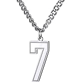 KeyStyle Number Necklace For Men Women, Custom Youth Baseball Necklaces with Numbers for Boys, Personalized Jersey Number Chain Sports Fans Pendant Soccer Football Basketball for Girls