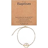 Mikovivi Mustard Seed Bracelet, Baptism Gifts Stainless Steel Mountain Mustard Seed Jewelry Christian Religious Faith Bracelet with Encouragement Card Christening Gifts Faith Jewelry