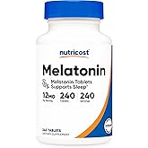 Nutricost Melatonin 12mg, 240 Tablets - 12mg Per Serving, Non-GMO, Gluten Free