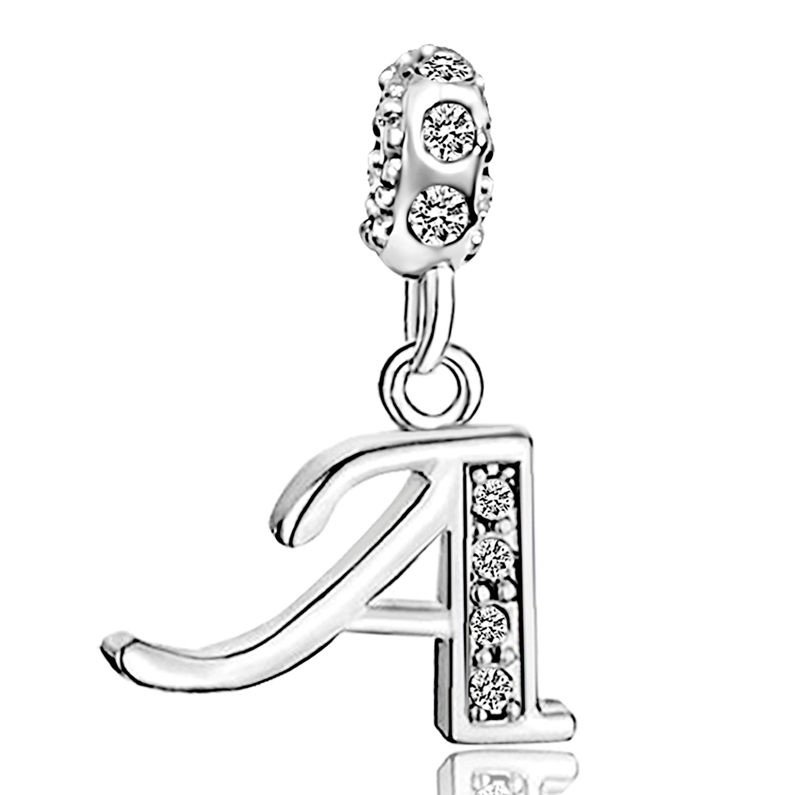 KunBead Jewelry Letter A Initial Charms for Women Sale Sister Crystal Dangle Bracelets and Charms for Girls