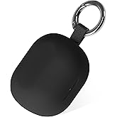 Geiomoo Silicone Case for JLab JBuds Mini True, Soft Flexible Scratch Resistant Cover with Carabiner (Black)