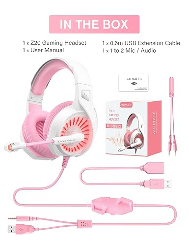 ZIUMIER Z20 Gaming Headset for PS4, PS5, Xbox One, PC, Wired Over