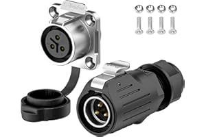 PLUGOOD EW-LP20 Industrial Waterproof Connector IP68 Quick Plugging Circular Connector Anti-Interference Shell Aviation Connector Fast Release Electrical Connector M20 2-12 Pin Flange Socket (3 Pin)