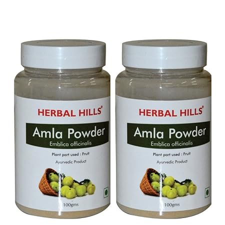 Herbal Hills Amla Powder - Emblica officinalis, Amlaki Powder | Indian Gooseberry Powder | Amla Powder for Hair - 100g (Pack of 2)
