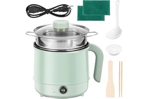 Hot Pot Electric, 1.7L Ramen Cooker, Stick Proof Small Electric Pot, Multifunctional Rapid Noodles Cooker with Over Heating P