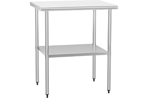 Chingoo Stainless Steel Table 24 x 30 Inches Metal Prep Table with Adjustable Undershelf, Stainless Table for Commercial Kitchen, Outdoor, Restaurant, Hotel & Garage