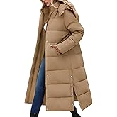 UMIPUBO Women's Long Maxi Down Coat Winter Puffer Jacket Warm Padded Outerwear Faux Fur Removable Hood Parka Full-Zip