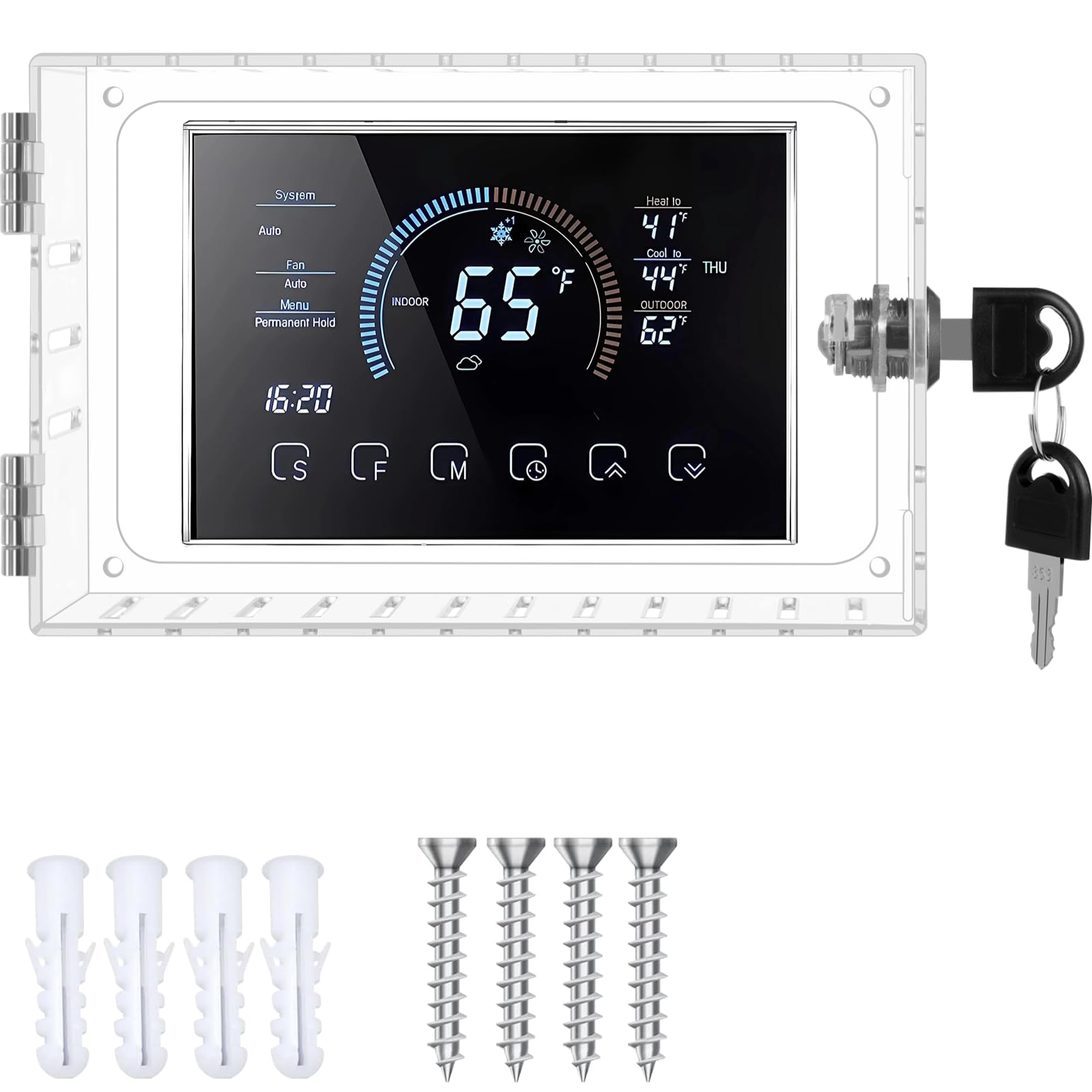 Universal Thermostat Lock Box with Key, Small Thermostat Guard for Wall, Large Thermostat Cover with Lock, Fit All Standard Type Nest Thermostats, 7.2 x 4.7 x 2.2 Inch