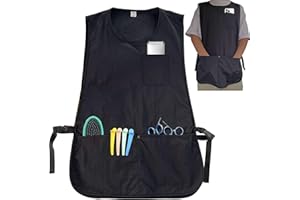 XDONEF Barber Apron Smock Waterproof Hair Stylist Apron Vest with 4 Pockets Hairdresser Jacket Barber Vest for Women Men Sleeveless (Black)