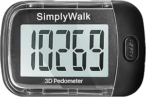 SIMPLYWALK Simple Pedometer for Walking, Step Counter with Large Display, for Women Men Kids Seniors