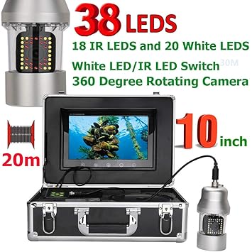 YUEC Unterwasserfischensucher, professionelle Angelkamera mit 10 Zoll 50 Meter Unterwasserfischerkamera Fishfinder IP68 wasse