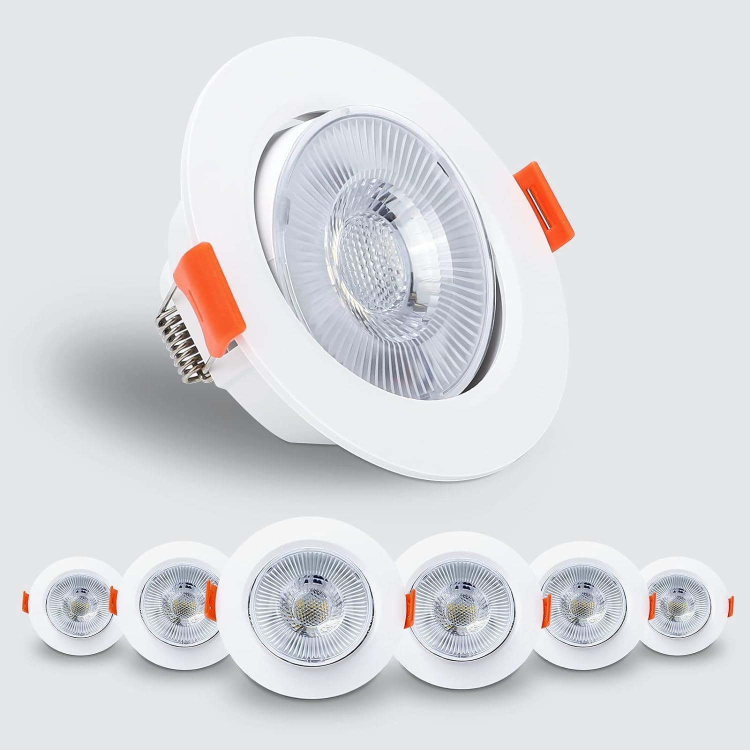 Kambo LED Downlights Ceiling 6W Rotatable Angle 40°, Ultra Slim Recessed Ceiling Lights Cool White 6000K 610LM Round Ø70-80mm, Round Spotlights for Bathroom Kitchen Living Room, 6 Pack