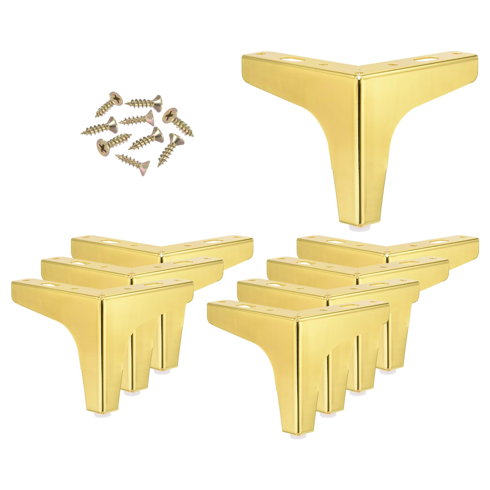 YOKIVE 8 Pack Metal Furniture Legs, Triangle Furniture Feet DIY Replacement Legs Modern | Great for Cabinets, Cupboards, Tables, Couches, Sofas Gold(4")